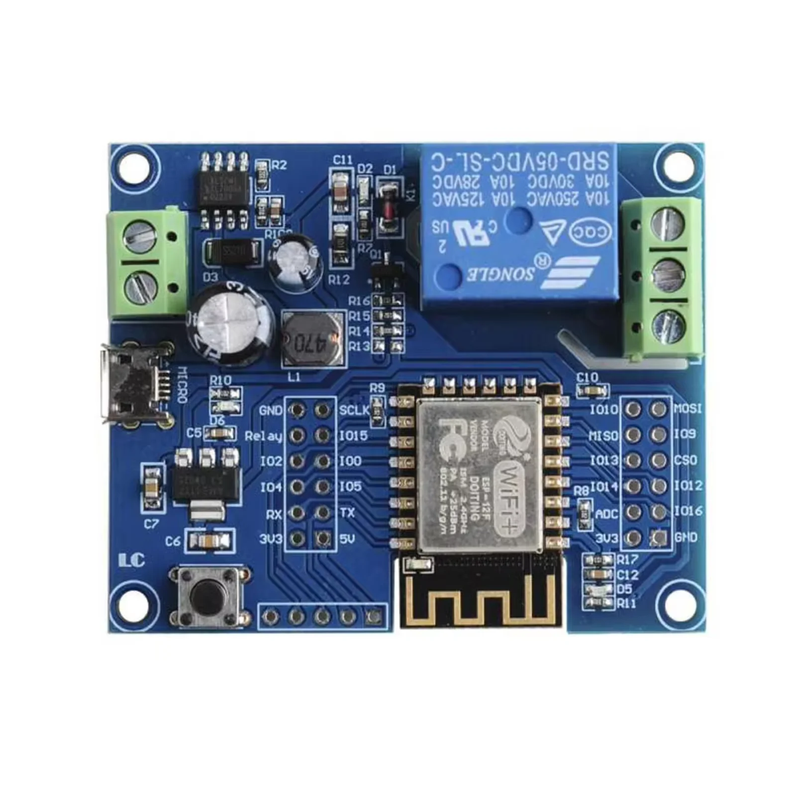 Relay 8 Channel Board - シングルチャンネルWi-Fiリレーモジュール、DC 8-80V、USB 5V、10Aリレー搭載、スマートホーム自動化プロジェクト用ワイヤレス制御ボード。
