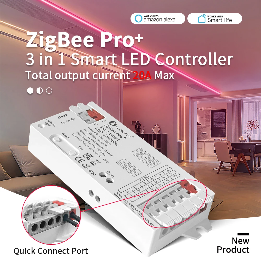 Zigbee Coordinator Stick - GLEDOPTO-LED LEDストリップライトコントローラー,zigbee 3.0 pro plus,3 in