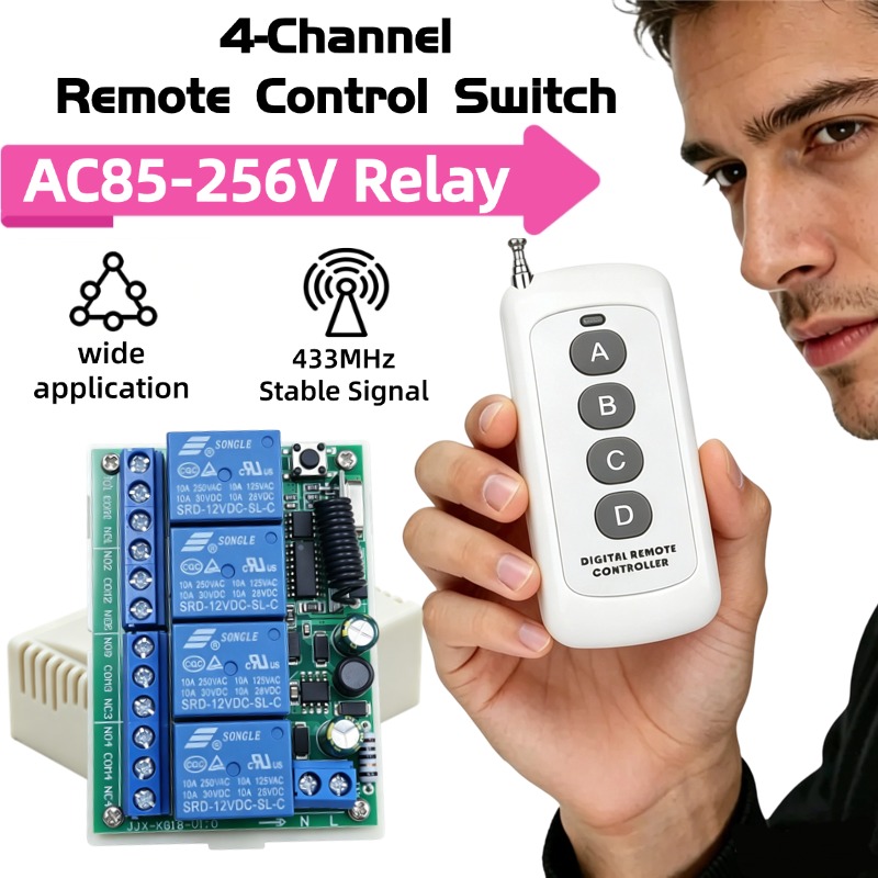 433MHz AC 110V 220V 4CH RFリモート - 433Mhz Receiver Module のレビューと価格