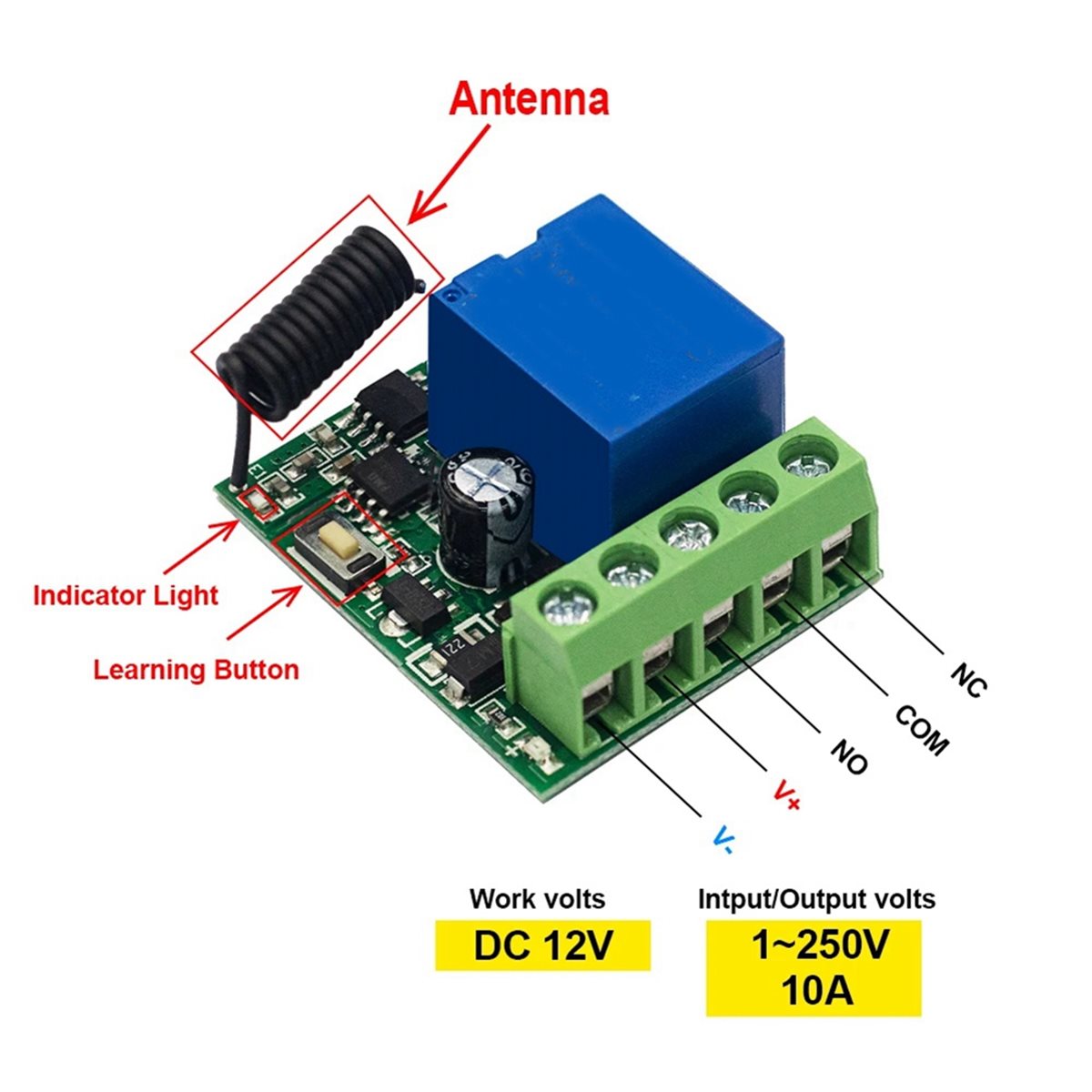 A72Z 433MHzワイヤレスリモコンスイッチDC 12V - 433Mhz Receiver Module のレビューと価格